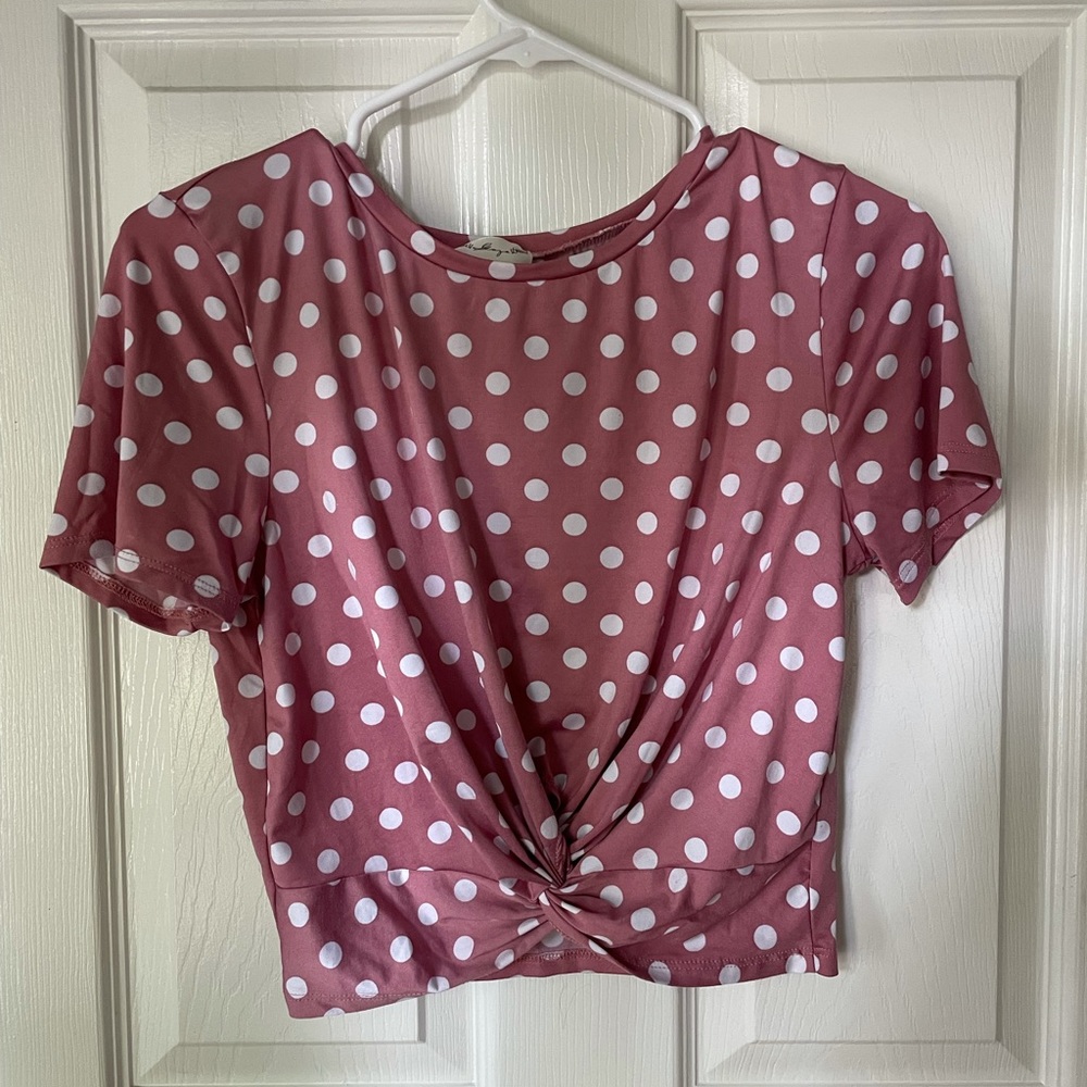Gaze Pink Polka Dot Crop Top